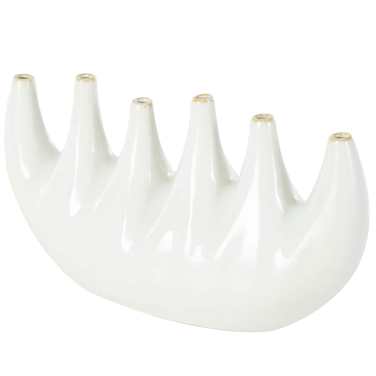 17.75" White Contemporary 6-Opening Ceramic Vase